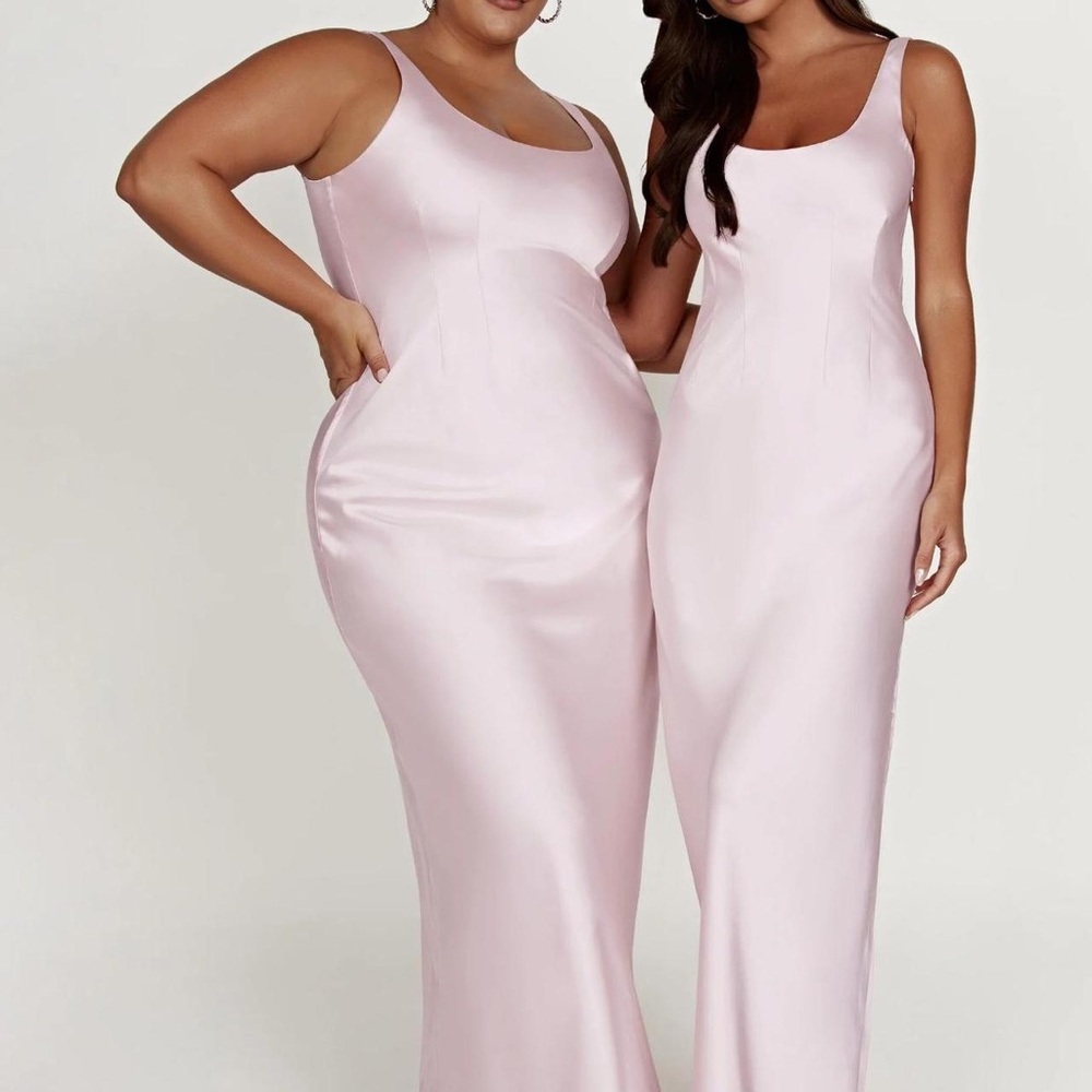 Meshki Light Pink Satin Maxi Dress - Picture 4 of 5